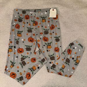 Disney Star Wars XL Jogger Pajama Bottoms Gray Baby Yoda Pumpkin Pattern NWT